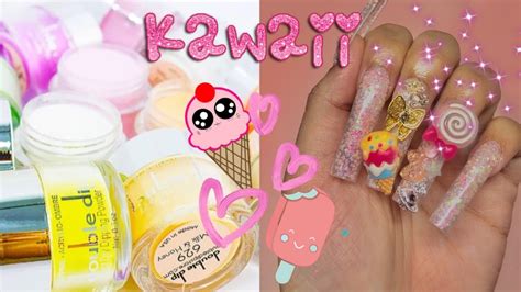 Kawaii Extra Long Glitter Nails KAWAII NAILS Easy Nails At Home Using