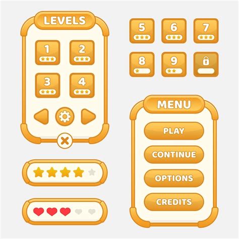 Free Vector Set Of Game Menu Selection For Rpg And Adventure Game