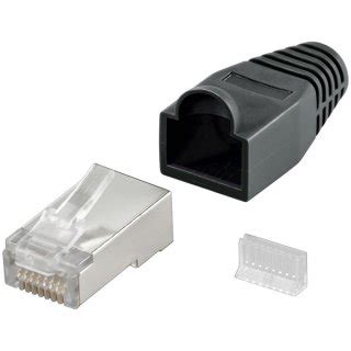 RJ45 Stecker Tülle Crimpstecker mit Knickschutz Schwarz 1 89