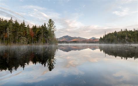 Misty Sunrise Over Boreas Ponds In Adirondack State Park Ny