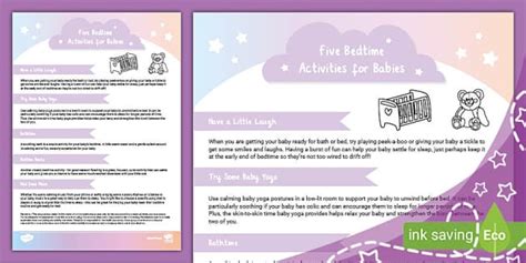 bedtime activities  babies teacher