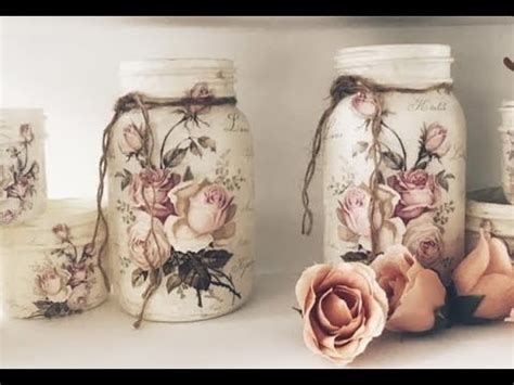 How To Decoupage Mason Jars Rusticcottageco YouTube