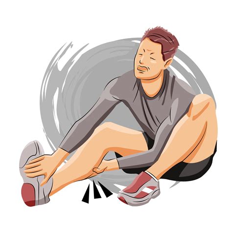 Man on the ground having ankle sprain felling unwell hurt and in agony