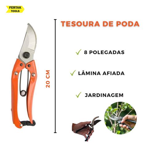 Tesoura De Poda Alicate Pequeno 20 Cm Jardineiro Jardinagem Arvores