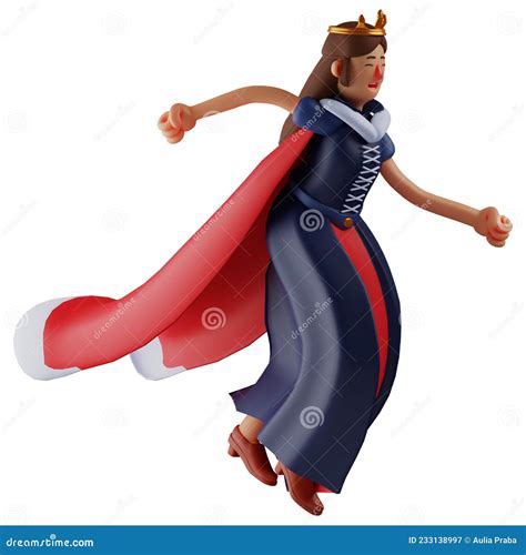 Beautiful Queen 3d Cartoon Illustration Running Fast Stock Illustration