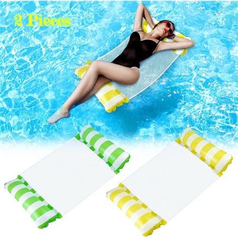 Hamac Piscine Ersandy Pour Adulte 2 Pcs Gonflable Hamac Flottant 4 En