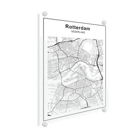 Stadtkarte Rotterdam Schwarz Weiß Glas