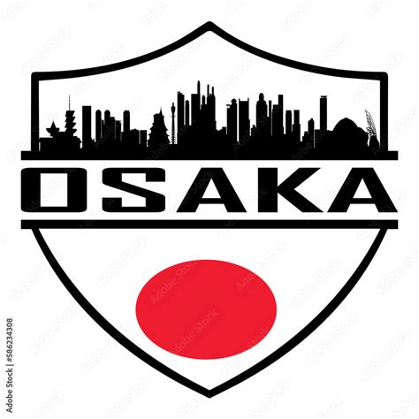 Vetor De Osaka Japan Skyline Silhouette Sunset Travel Souvenir Sticker