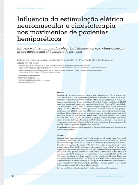 Pdf Influência Da Estimulação Elétrica Neuromuscular E Cinesioterapia