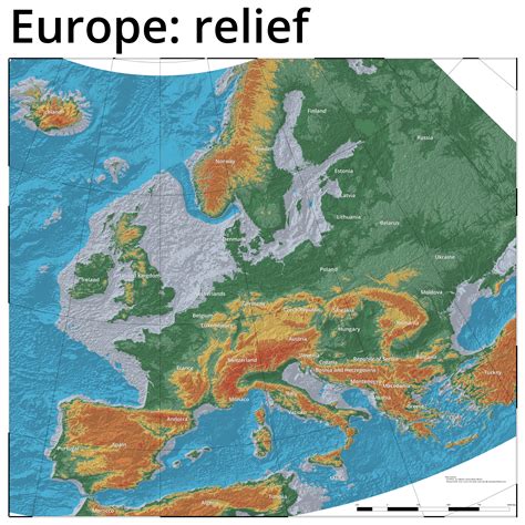 Een Reliëfkaart Van Europa Gemaakt Met Qgis