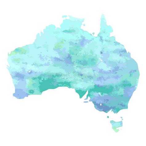 Australia Mapa Colorido Dibujado Mano De La Acuarela Continente Verde