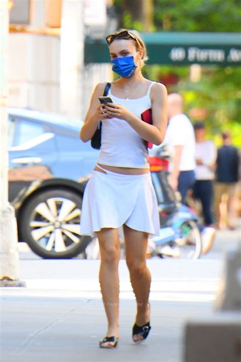 Lily Rose Depp Goes Braless In A White Crop Top During An Afternoon