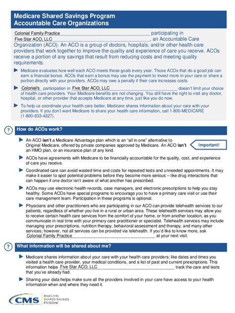 Fillable Online Medicare Shared Savings Program Accountable Care