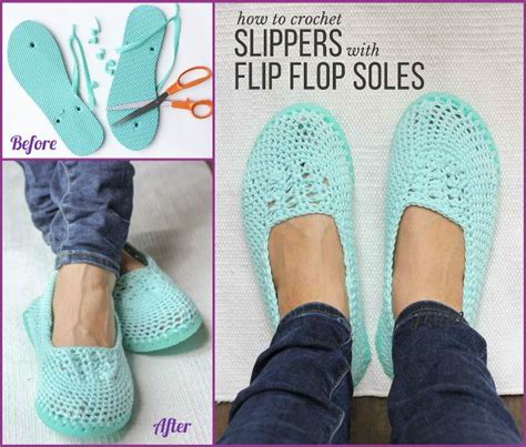 Diy Crochet Slipper With Flip Flop Sole Pattern Free Crochet Shoes