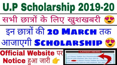 Up Scholarship 2019 20 इन छात्रों की इस Date को आएगी Scholarship