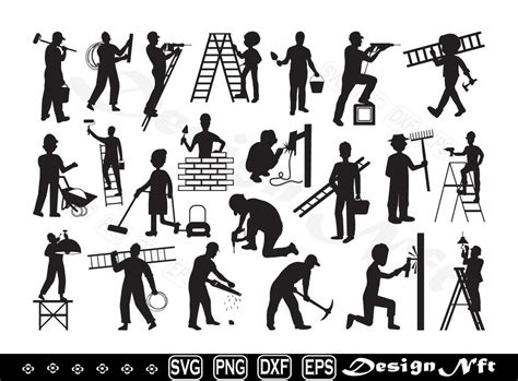 Construction Workers Svg Clipart Cut Files For Silhouette Vector