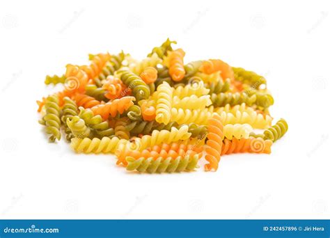 Tres Colores Fusilli Pasta Pasta Cruda Colorida Italiana Foto De