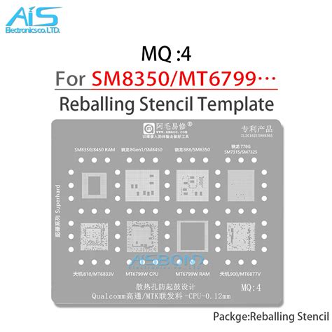 Amaoe MQ4 BGA Reballing Template Stencil For SM8350 SM8450 SM7315