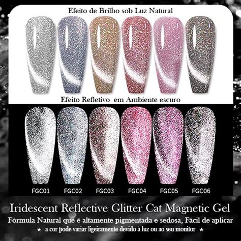 Esmalte Em Gel Magnético Refletivo Glitter Iridescente Cat 7ml