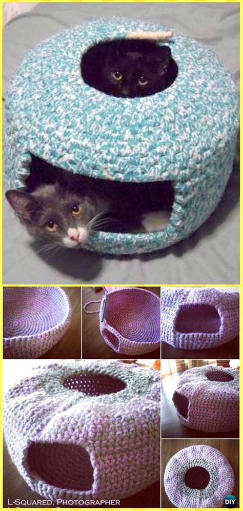 Crochet Cute Cat Nest Bed Free Pattern Crochet Cat House Patterns