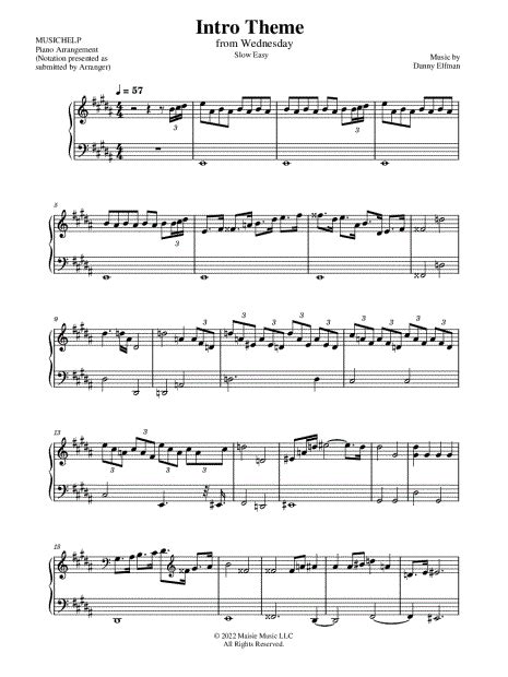 Musichelp Intro Theme Slow Easy Sheet Music Piano Solo In B Major Download And Print Sku