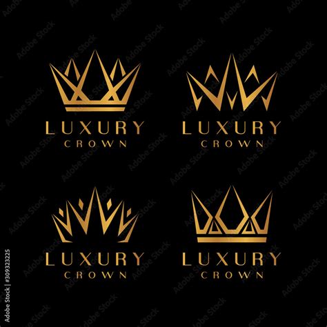 Gold Crown Icons Queen King Golden Crowns Luxury Logo Design Vector