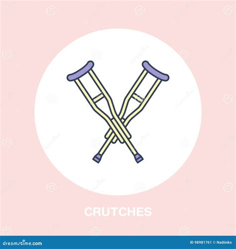 Crutches Line Icon Vector Logo For Rehabilitation Equipment Store