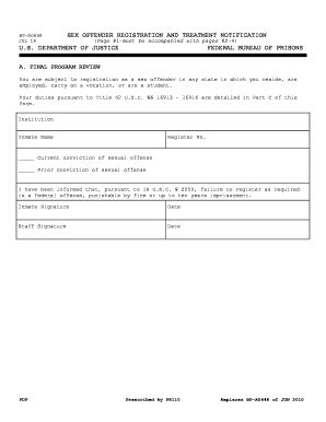 Fillable Online Bop Sex Offender Registration And Treatment