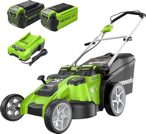 Greenworks 20 Inch 40v Twin Force Cordless Lawn Mower 4 0 Ah And 2 0 Ah Batteries Included 25302