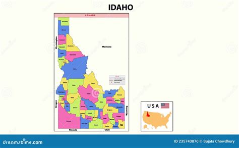 Idaho Map State And District Map Of Idaho Stock Vector Illustration