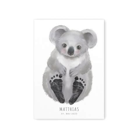 Fußabdrücke Baby Poster Koala Fußabdruck Babygeschenk Geschenk Etsy de