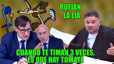 DUELO de ZASCAS Rufián la LÍA PASABA por ahí como CRISTINA URDANGARIN