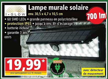 Promo Lampe Murale Solaire I Glow Chez Norma ICatalogue Fr