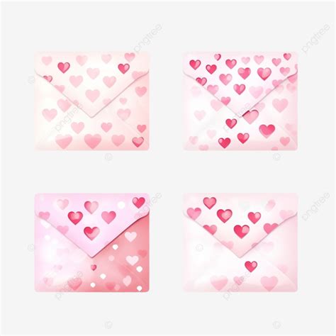 Conjunto De Envelopes Adesivos De Corações Rosa Para O Dia Dos