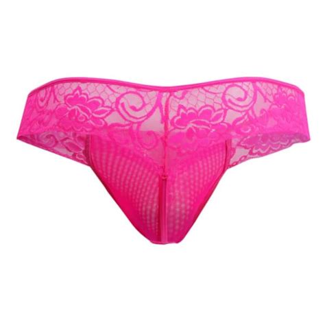 Candyman Floral Lace Mesh Thong Pink Inderwear