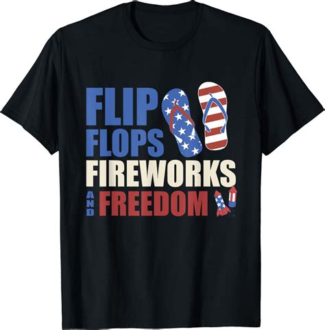 Flip Flops Fireworks Freedom 4th Of July USA Flag Vintage T Shirt