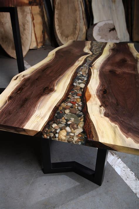 Walnut Live Edge River Coffee Table Anglewood Furniture Live Edge Furniture Wood Resin