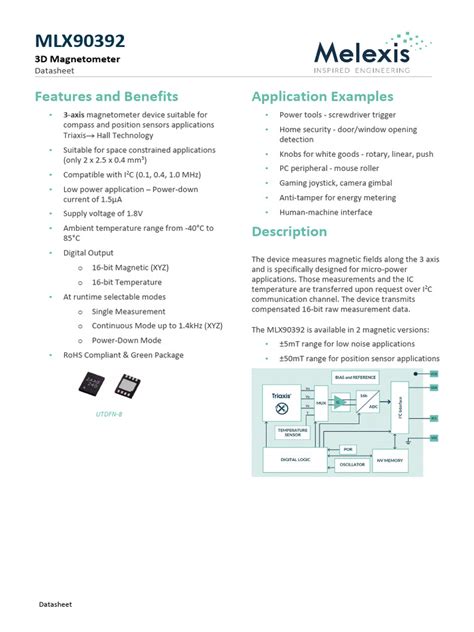 MLX90392-Datasheet-Melexis | PDF | Magnetometer | Electronics