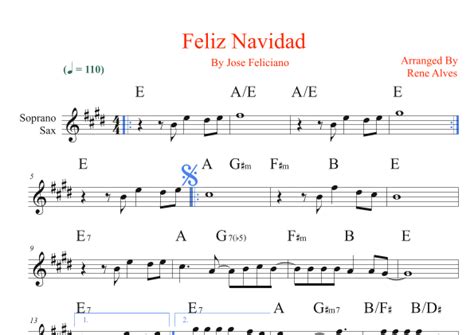 Feliz Navidad Arr Rene Alves By Clay Walker Sheet Music For Soprano Sax Solo At Sheet Music