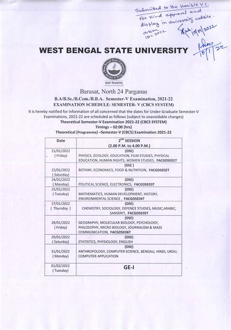 Semester V Semester Iii Extension Of Form Fill In Date Wbsu