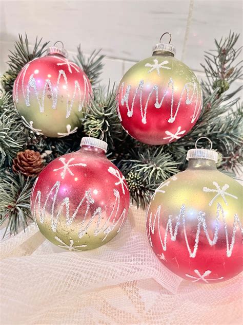 Vintage West Germany Glass Ornament Set 4 Vintage Frosted Etsy