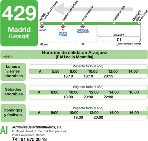 Horarios De Autob S Madrid Aranjuez