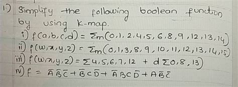 Simplify The Following Boolean Function By Using K Map Filo