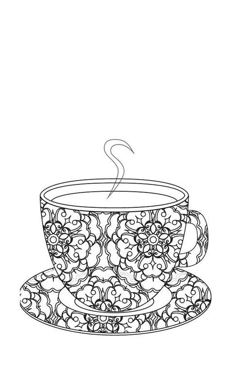 Coloriage Tasse de café art pour adulte dessin gratuit à imprimer