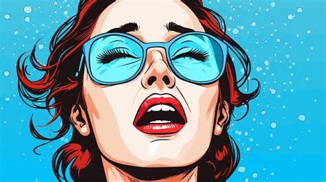 Pop Art Style Woman Crying With Glasses Emotional Portrait Premium AI