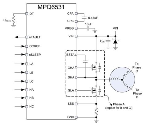 MPQ6531 AEC1 5V To 60V Three Phase Brushless DC Motor Pre Driver AEC