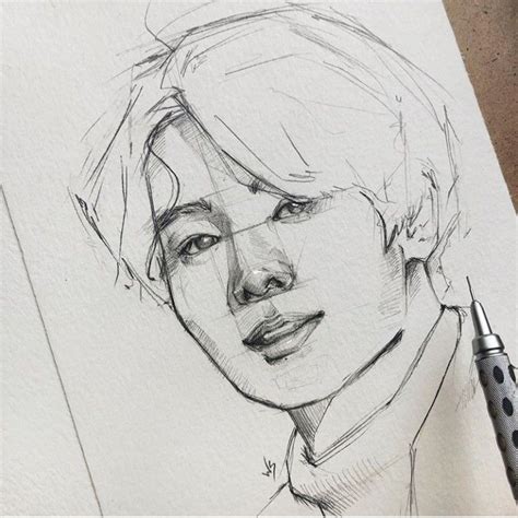 Pin En Bts Bocetos De Retrato Rostros De Arte Peinados Dibujos