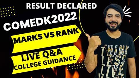 COMEDK 2022 RESULTS DECLARED MARKS VS RANK LIVE Q A COLLEGE