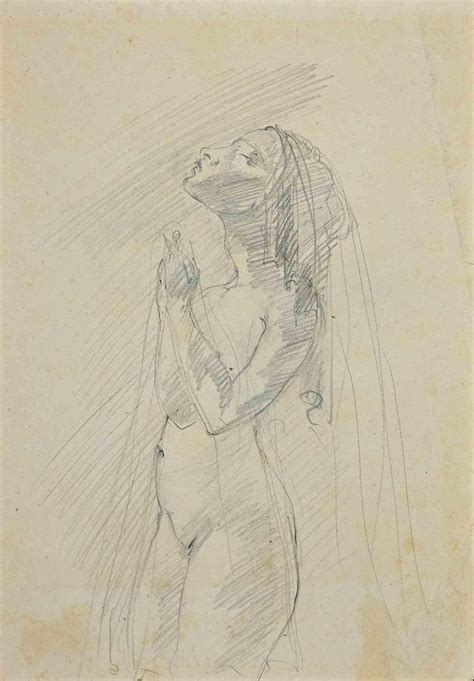 Unknown Nude Of Woman Original Pencil Drawing Early 20th Century