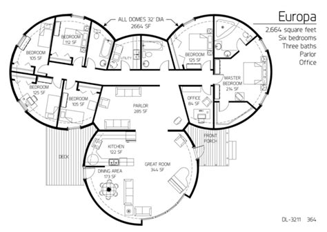 Floor Plans 6 Or More Bedrooms Monolithic Dome Institute